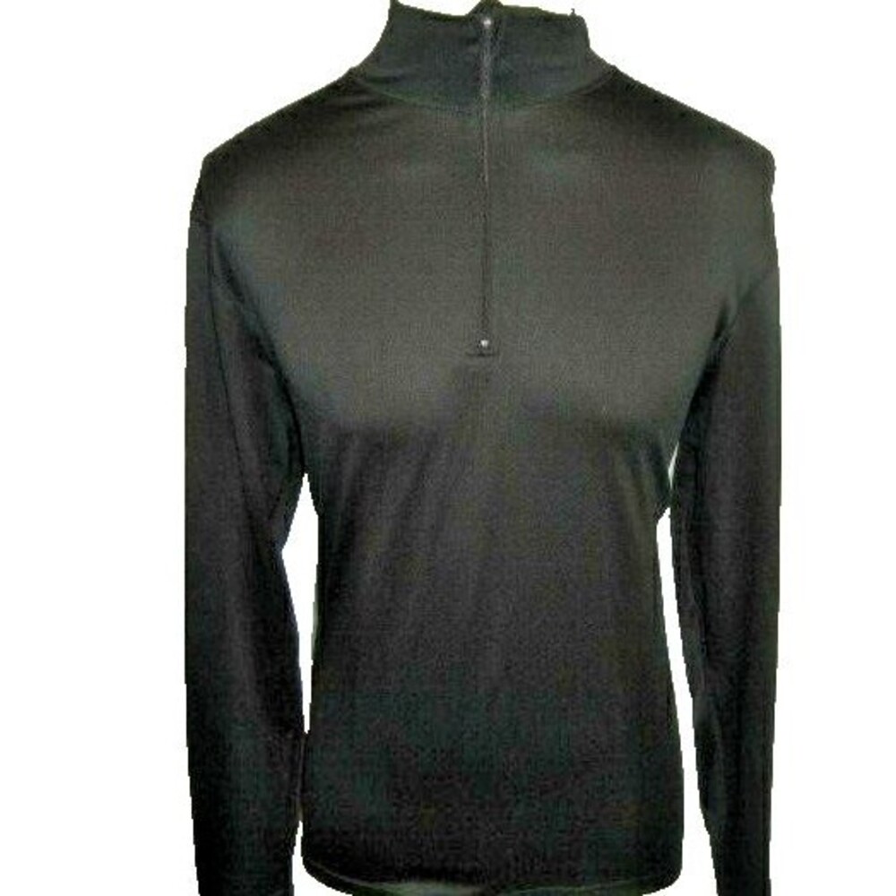 Mens DuoFold Black LS 1/4 Zip Mock Neck Polyester Base Layer Shirt sz XL
